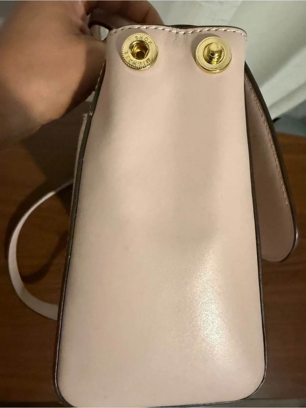 Michael Kors Blush Leather Top-Handle Satchel with Gold Hardware